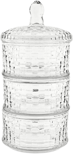 Bonboniere-Set 3-teilig mit Deckel aus hochwertigem Glas - stapelbar & stilvoll