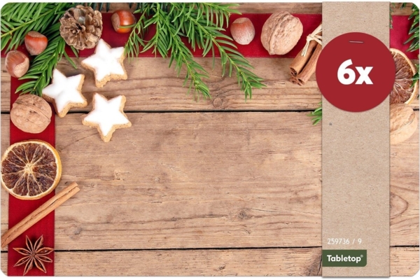 matches21 HOME & HOBBY Platzset Abwaschbare Tischsets 6er Set Weihnachten Gewürze & Holz-Optik, (6-St), Platzsets als Tisch-Untersetzer und Tisch-Deko für Esstisch Teller