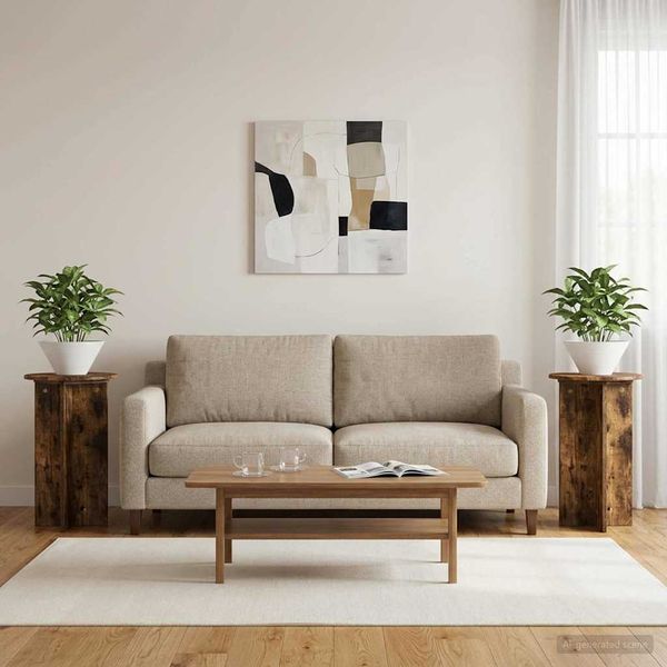 vidaXL Pflanzenständer 2 pcs Geräucherte Eiche Ø40 x 60 cm 899713