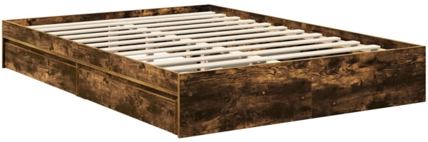 vidaXL Aufbewahrungsbett Geräucherte Eiche 135x190 cm Holzwerkstoff 3412697 Bild 5