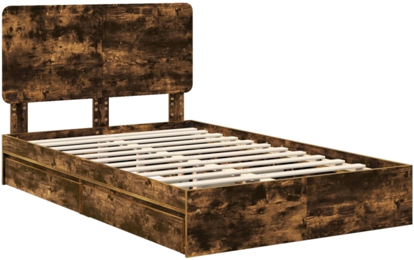vidaXL Aufbewahrungsbett Geräucherte Eiche 135x190 cm Holzwerkstoff 3412697 Bild 3