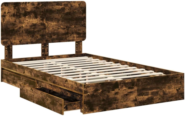 vidaXL Aufbewahrungsbett Geräucherte Eiche 135x190 cm Holzwerkstoff 3412697 Bild 4