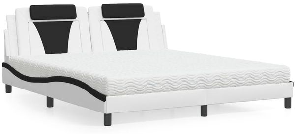 vidaXL Bett "Viana" mit Matratze Weiß und Schwarz 180x200 cm Kunstleder 3208816
