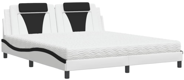 vidaXL Bett "Viana" mit Matratze Weiß und Schwarz 180x200 cm Kunstleder 3208816
