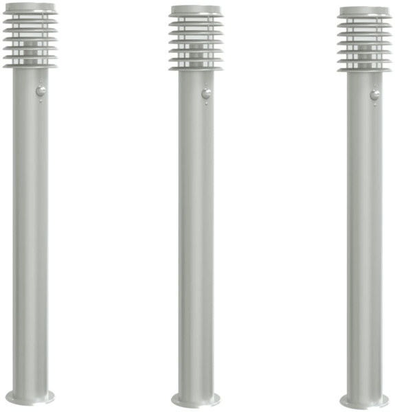 vidaXL Wegeleuchten mit Bewegungsmelder 3 Stk. Silbern 110cm Edelstahl 4006368