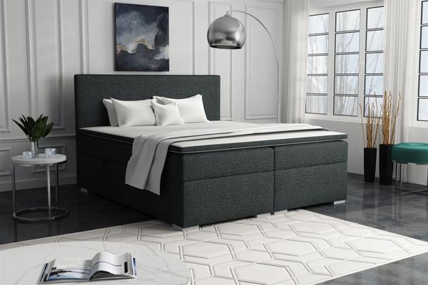 Boxspringbett Schlafzimmerbett SOREL 160x200cm Stoff Inari Dunkelgrau
