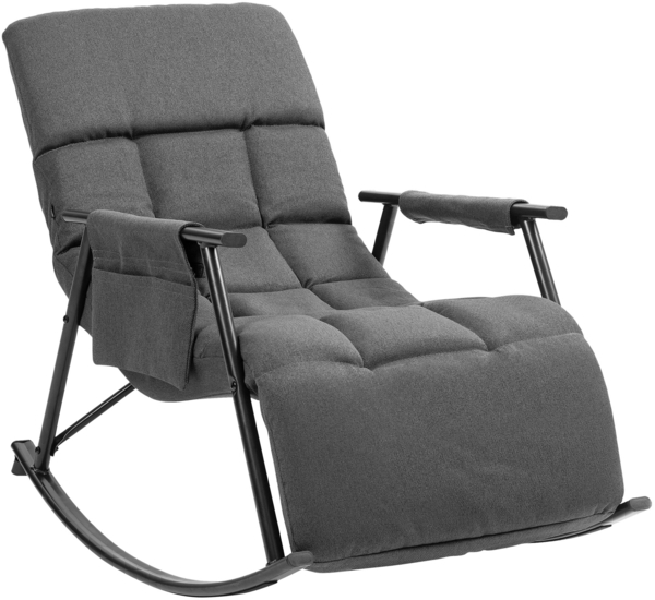 CLP Schaukelstuhl Cathy gepolstert Metallgestell mit Seitentasche,dunkelgrau Stoff