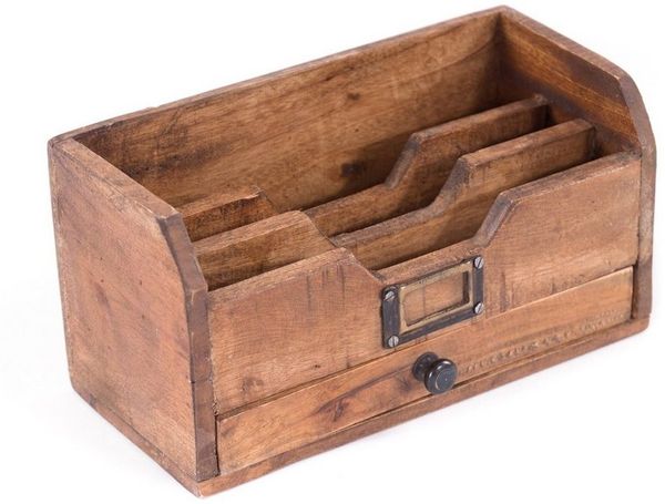 DESIGN DELIGHTS Aufbewahrungsbox BRIEFABLAGE "JUNA", Altholz massiv Holz, 25 cm, Holz Briefsammler