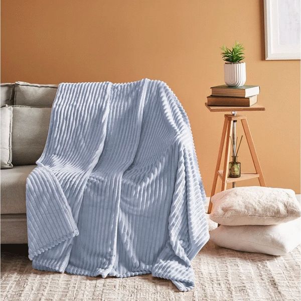 Karaca Tagesdecke Karaca Ruby Stripe Wellsoft Doppel Decke Tagesdecke Blau