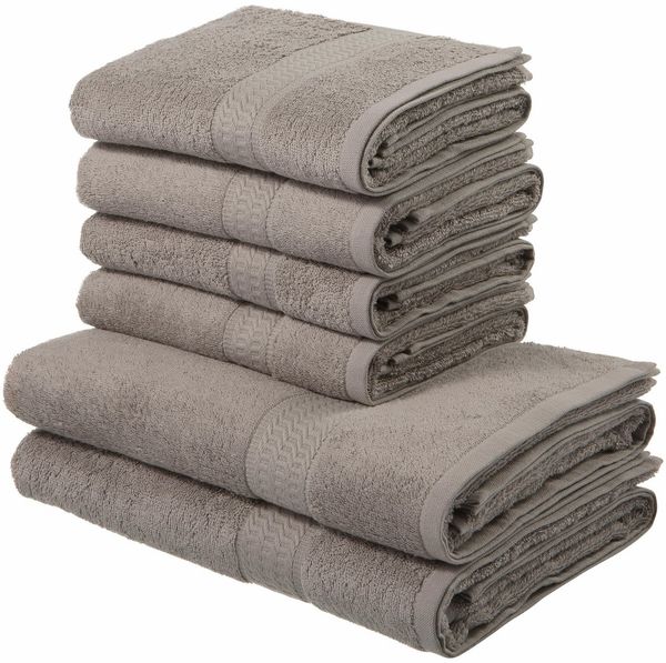 OTTO home Handtuch Set Juna, 6-tlg, 2 Duschtücher (70x140) 4 Handtücher (50x100), Walkfrottee (6-St), 100% Baumwolle, Handtuch-Set mit Bordüre, Uni-Farben, weich