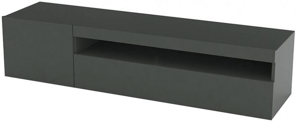 Dmora TV-Schrank Acrilya, niedriges Wohnzimmer-Sideboard, Fernsehständer-Basis, 100 % Made in Italy, 150 x 40 x 37 cm, glänzendes Anthrazit, mit LED-Licht