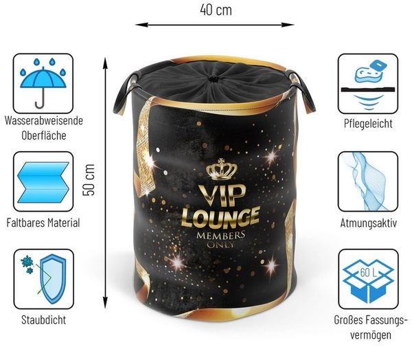 Sanilo Wäschekorb VIP-Lounge, 60 Liter, faltbar, mit Sichtschutz und Griffen, kräftige Farben
