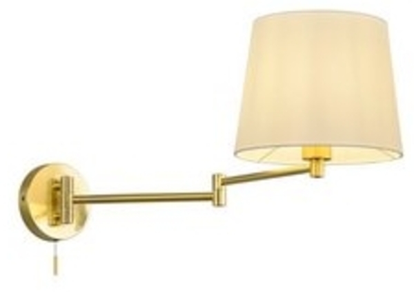 Schwenkbare LED Wandleuchte mit Stoffschirm Weiß & Gelenkarm Messing Bild 6