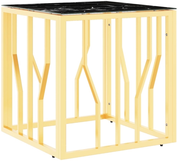 vidaXL Couchtisch Golden 50x50x50 cm Edelstahl und Glas 350044