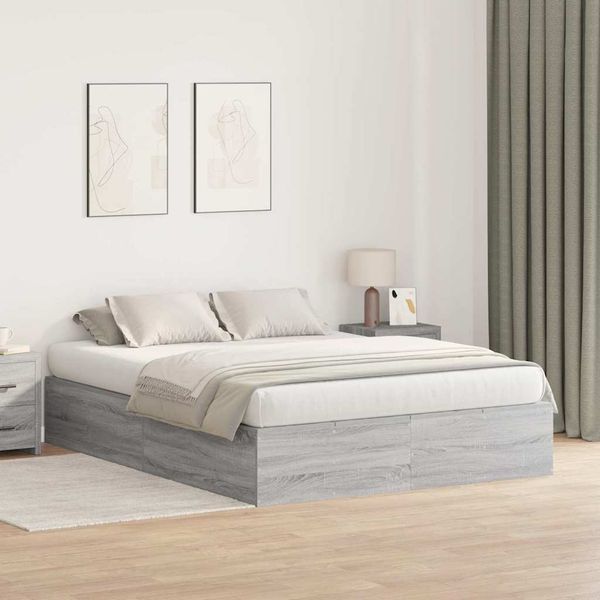 vidaXL Aufbewahrungsbettgestell Graues Sonoma 140 x 200 cm 3335378