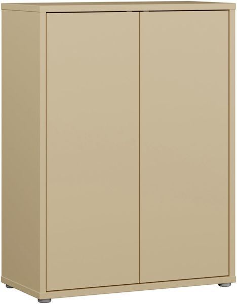 Forte ALICE SPRINGS Schuhschrank 70 80, modern-minimalistisch, 2-türig, Holzwerkstoff, Buttergelb, 74,5 cm breit x 99,1 cm hoch x 34,9 cm tief