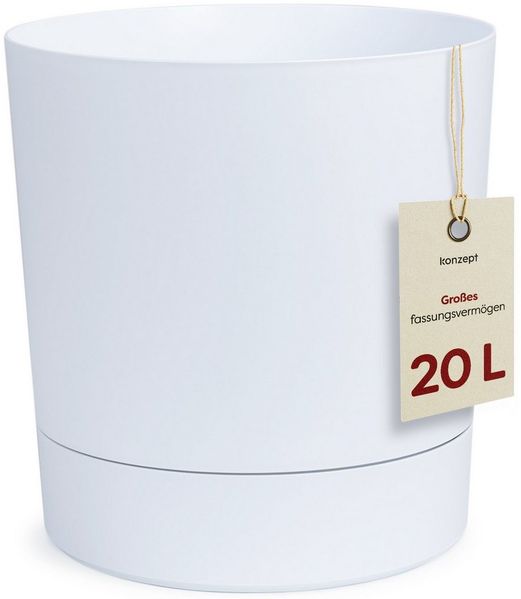 KONZEPT Blumentopf mit Untersetzer, großer Übertopf aus Kunststoff für Zimmerpflanzen (32,5 cm (20 Liter), modern und wetterfest, für Innen und Außen