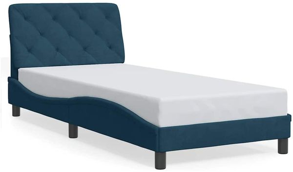 Einzelbettgestell Design für Erwachsene ohne Matratze Blau 90x200 cm Samt d4083e