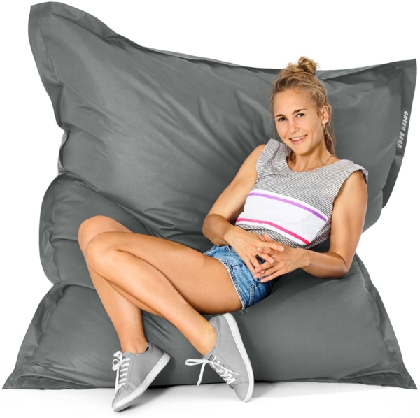 Green Bean® Sitzsack, waschbar, Polyester-PVC-Stoff, Grau, 120x160 cm, 270 Liter