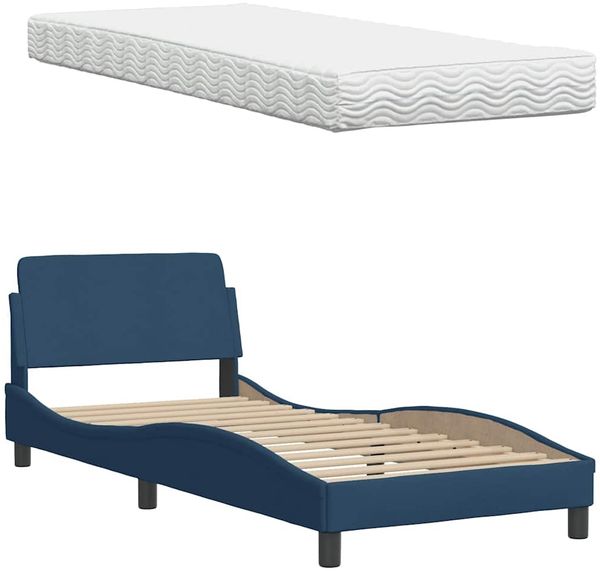 vidaXL Bett mit Matratze "Hanko" Blau 90x200 cm Stoff 3310509 Bild 8
