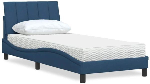 vidaXL Bett mit Matratze "Hanko" Blau 90x200 cm Stoff 3310509