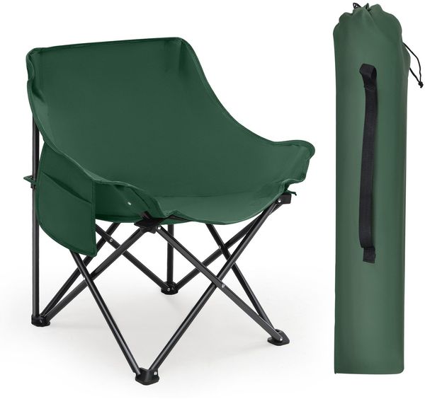 Sunula Campingstuhl Faltbar Angelstuhl Klappsessel mit Tragetasche für Garten, mit Tragetasche, Klappstuhl bis max. 100 kg, Grün