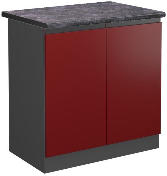 Spülenunterschrank R-Line Rot 80 cm J-Shape, AP Anthrazit Vicco