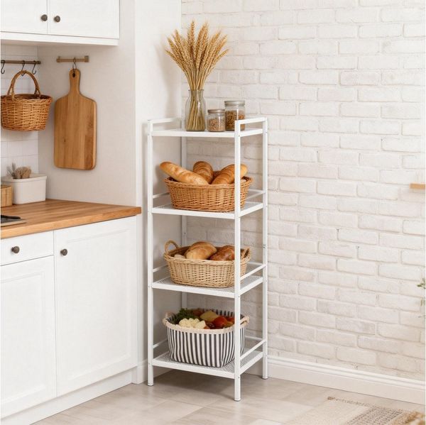 GarveeMore Bücherregal 3 /4 Tier Storage Rack Kohlenstoffstahl Bücherregal Eckenregal