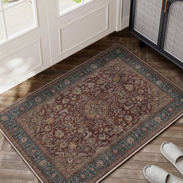PURECOZY Teppich Kurzflor, Vintage Boho Teppich, rutschfest und pflegeleicht, rechteckig, Höhe: 6.1 mm, geeignet für verschiedene Innenräume, 60×90 cm
