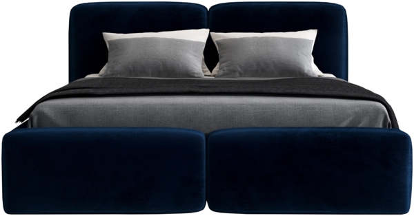 Polsterbett OLKE 120x200 mit Matratze, Bettkasten und Lattenrost. Farbe: Blau 11