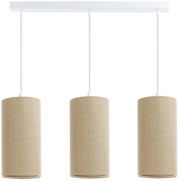 BPS Koncept 0T0-L3-002 Hängeleuchte BOHO ELEGANT E27 3x40W Stoff strukturiert auf PVC-Kunststoff beige H:102cm Ø15cm dimmbar