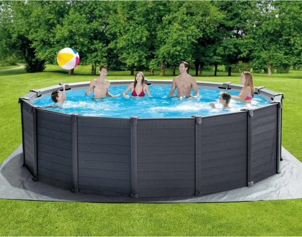 Intex Frame 'Graphit' Swimming Pool Set, graphit, Ø 478 x 124 cm, inkl. Sandfilteranlage