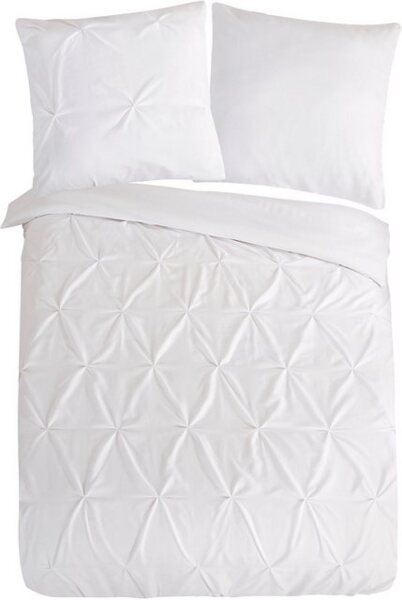 Pure Microfaser Bettwäsche 135 X 200 cm + 1- 80 X 80 cm Elegance luxury stitching pleats weiß Bild 4