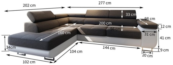 Masseno Ecksofa SELVA mit Schlaffunktion L-Form, Sofa mit Bettkasten Bild 2