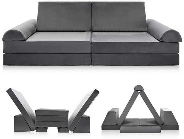 Meulbaty Kindersofa Spielsofa für Kinder, Kindersofa aus 10 Schaumstoffbausteinen, Flexibel Kombinierbare Kindercouch 1 Teile, Modulares Spielsofa zum Spielen, Kreativsein, Schlafen