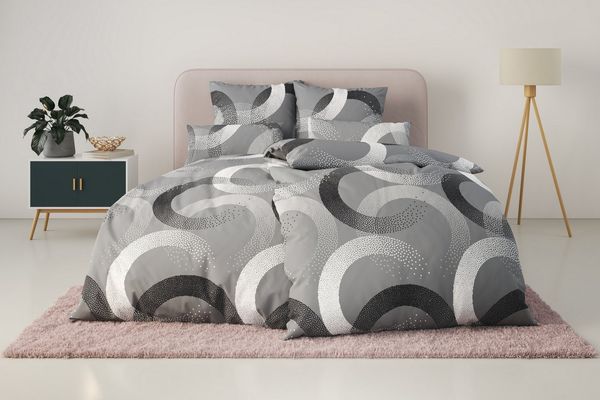 OTTO home Bettwäsche Balisa, Linon, 2 teilig, ab Größe 135x200 cm, aus 100% Baumwolle, Bettwäsche mit Kreisen
