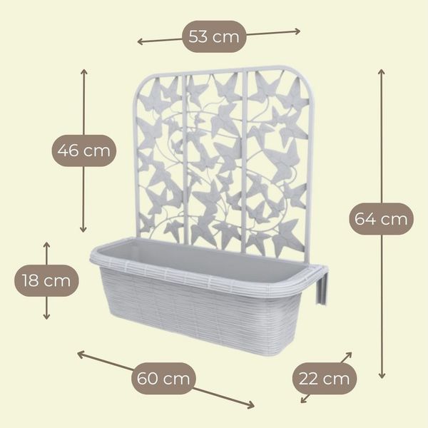 GarPet Blumenkasten 2er Set Blumenkasten Balkon Balkonkasten mit Spalier Wasserspeicher