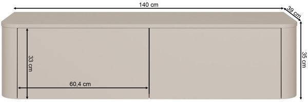 Selsey 'Luvio' TV-Board hängend oder stehend, Kaschmirgrau, 140 cm Bild 5