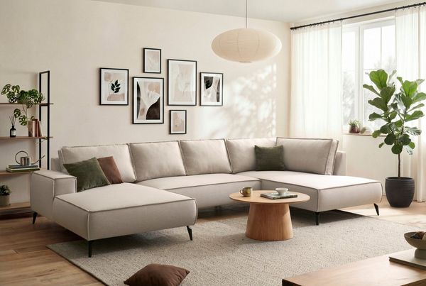 OTTO home Wohnlandschaft TVINNU, Recamiere rechts/links, schwarze Metallfüße, bequeme Sitz-/Liegefläche