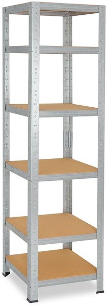 shelfplaza HOME 230x23x23 cm Schwerlastregal in grau-verzinkt mit 6 Böden und 145 kg Traglast pro Boden