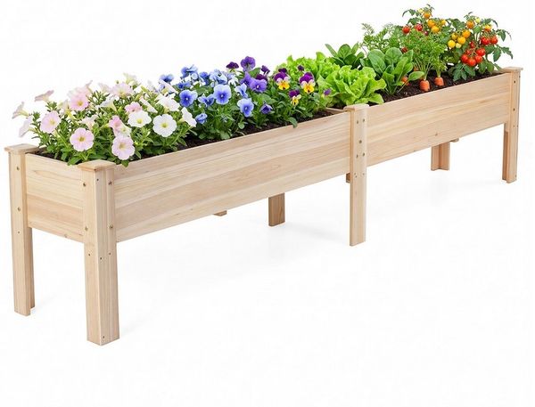 COSTWAY Blumenkasten (1 St), Pflanzbeet, Hochbeet, Gartenbeet mit Ablauflöchern, groß