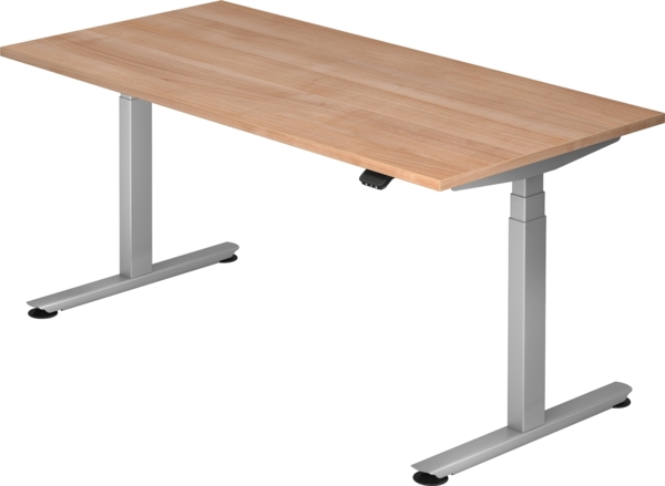 bümö elektrisch höhenverstellbarer Schreibtisch 160x80 cm mit Memory, Bluetooth & App-Steuerung - Schreibtisch höhenverstellbar elektrisch , elektrischer Schreibtisch Nussbaum, Gaming Tisch, XDL16-N-S