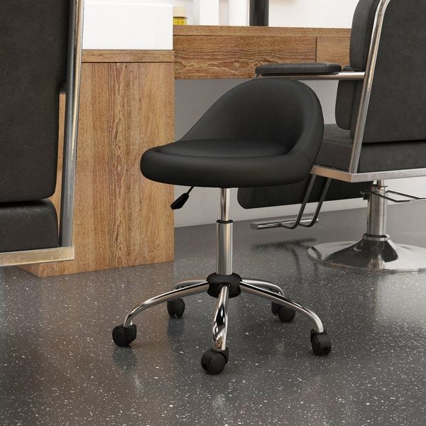 HOMCOM Rollsitz Höhenverstellbarer Arbeitshocker mit Rädern (Salonstuhl, 1 St, Bürohocker), Schwarz Ø50x63-83 cm