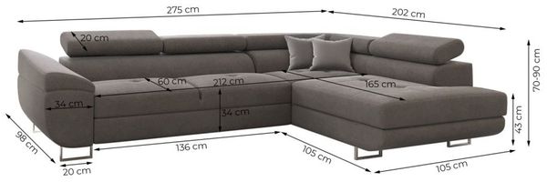 Ecksofa Schlafsofa Sofa CARMELO in Stoff Nova Grün Ottomane Links Bild 4