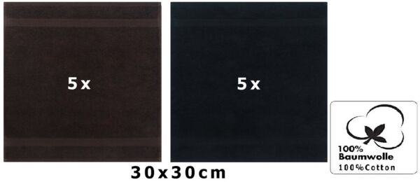 Betz Gästehandtücher 10 Stück Gästetuch Set Premium 30x50 cm Farbe dunkelbraun/schwarz, 100% Baumwolle (Set, 10-St)