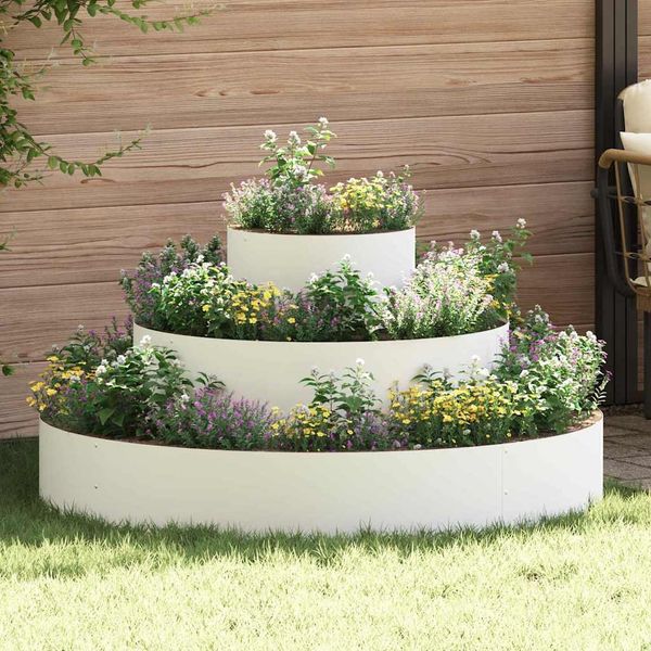 vidaXL Garten-Pflanzgefäß Weiß 120 x 120 x 20 cm Kaltgewalzter Stahl 873656