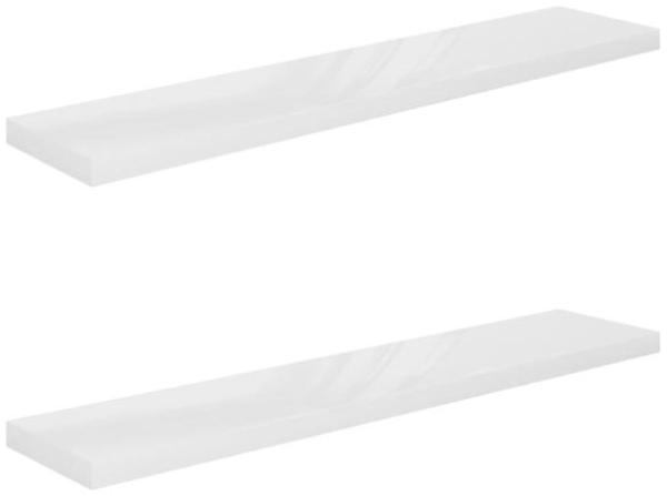 vidaXL Schweberegale 2 Stk. Hochglanz-Weiß 120x23,5x3,8 cm MDF 323758