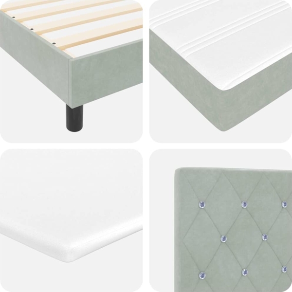 vidaXL LED Boxspringbett mit Matratze Hellgrau 80 x 200 cm Samt 3342548 Bild 10