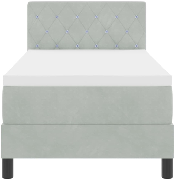 vidaXL LED Boxspringbett mit Matratze Hellgrau 80 x 200 cm Samt 3342548 Bild 7