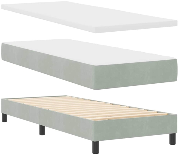 vidaXL LED Boxspringbett mit Matratze Hellgrau 80 x 200 cm Samt 3342548 Bild 5